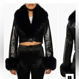 Women's Black Faux Fur Leather Jacket